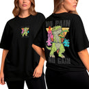 Camiseta Oversized Shap Life No Pain No Gain Dinossaur - 3818