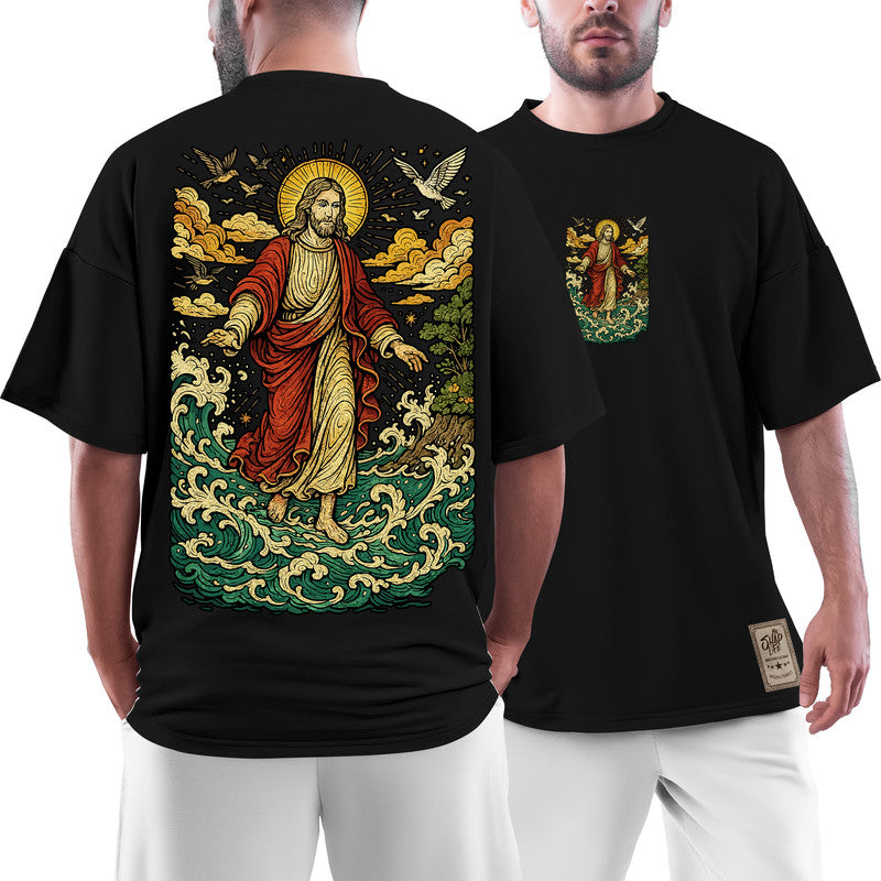 Camiseta Shap Life Oversized Jesus Andando Sobre as Águas - 3755